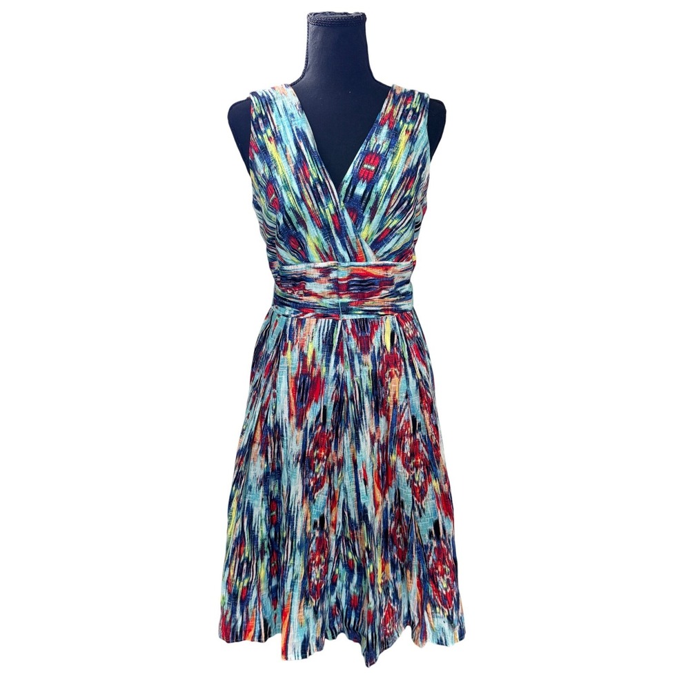 Rabbit Rabbit Rabbit Designs Ikat Abstract Print Fit & Flare Dress 10 Wedding